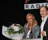 Cauet et Cécile de Ménibus à la conférence de Presse Virgin, le 16/09/08