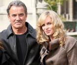 Eric Braeden et Eileen Davidson sur le tournage des Feux de l'Amour