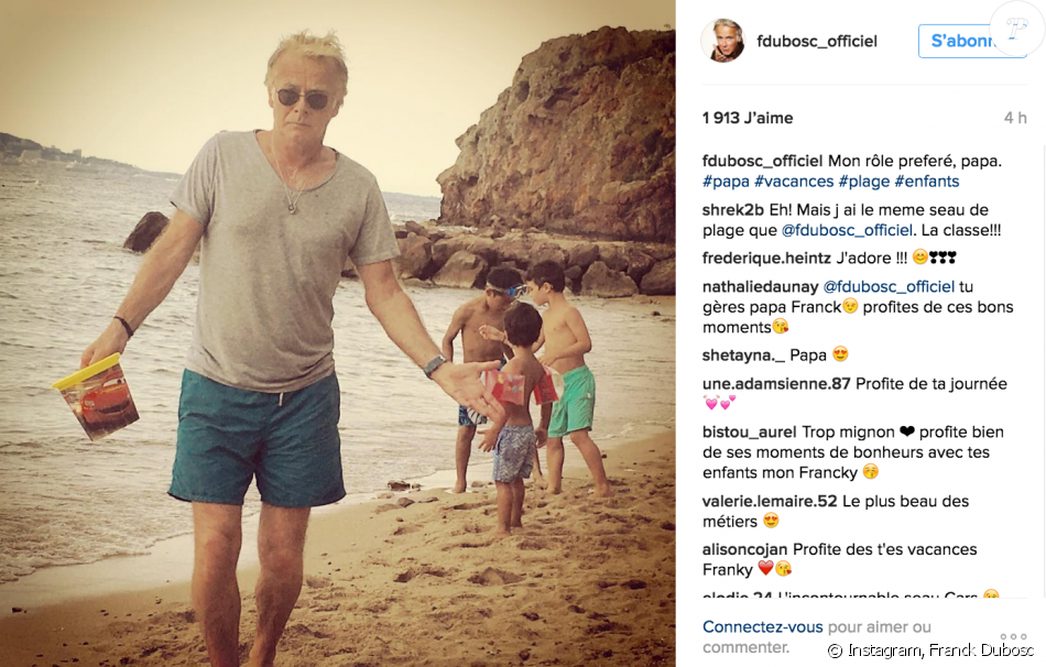 Franck Dubosc en vacances avec ses fils. Photo postée sur Instagram, le 27 juillet 2016.