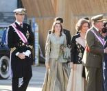 Letizia et Felipe d'Espagne avec le roi Juan Carlos et la reine Sofia lors d'une réception militaire à Madrid, le 6/01/09