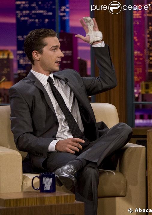 Shia LaBeouf sur le plateau de Jay Leno en septembre 2008 