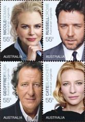 Nicole Kidman, Russel Crowe, Cate Blanchett, Geoffrey Rush sur les timbres australiens 