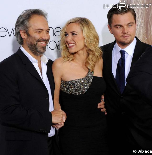 Sam Mendes, Kate Winslet et Leo DiCaprio aux 66e Golden Globes Awards 