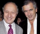 Bernard-Henri Lévy et Laurent Fabius au cinéma pour assister à la première du téléfilm Bernard Henri Levy, la déraison dans l'histoire
