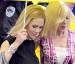 Jennie Garth et Tori Spelling sur le tournage de 90210