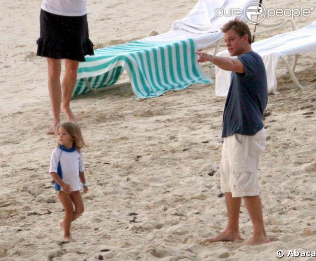 Matt Damon et sa fille Isabella aux Caraïbes