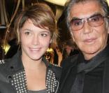 Emma De Caunes et Roberto Cavalli à l'inauguration de la boutique Cavalli samedi soir à Paris