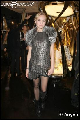 Diane Kruger délicieuse à l'inauguration de la boutique Cavalli samedi soir à Paris