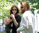 Julia Roberts, son mari Danny Moder et leur petit Henry, en juillet 2007 