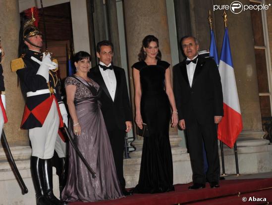 Carla Bruni, Nicolas Sarkozy, le président libanais Michel Sleimane et sa femme à l'Elysée hier soir
