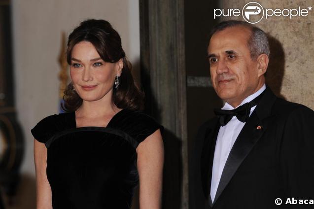 Carla Bruni et le président libanais à l'Elysée hier soir pour un dîner en l'honneur du président libanais