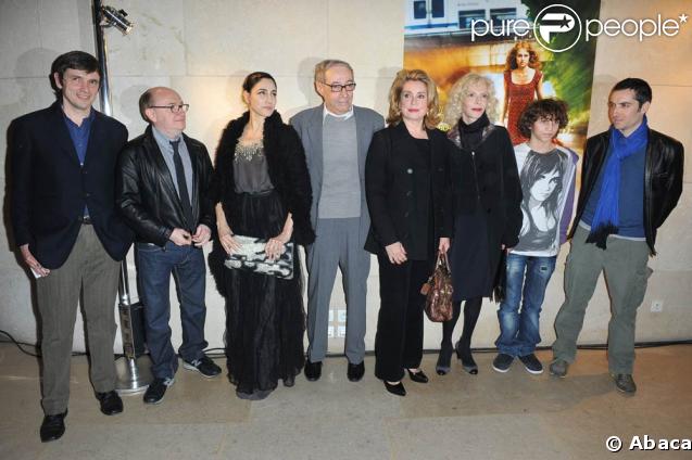 Jean-Marie Besset, Michel Blanc, Ronit Elkabetz, André Téchiné, Catherine Deneuve et Mathieu Demy à la Cinémathèque Française, à Bercy, à l'occasion de l'avant-première de 