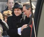 -M- et Philippe Lavil  à la sortie de l'église