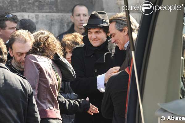 -M- et Philippe Lavil  à la sortie de l'église