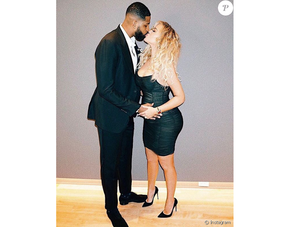 KhloÃ© Kardashian (enceinte) et Tristan Thompson sur une photo publiÃ©e sur Instagram en janvier 2018