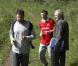 Eric Cantona, Steve Evets et Ken Loach sur le tournage du film Looking for Eric  
