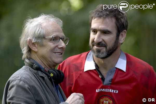 Ken Loach et Eric Cantona sur le tournage du film Looking for Eric