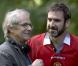 Ken Loach et Eric Cantona sur le tournage du film Looking for Eric