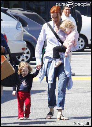 Marcia Cross et ses jumelles Eden et Savannah, en avril 2009, à Los Angeles