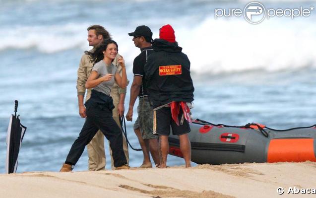 Evangeline Lilly et Josh Holloway en tournage de la saison 5 de la série 