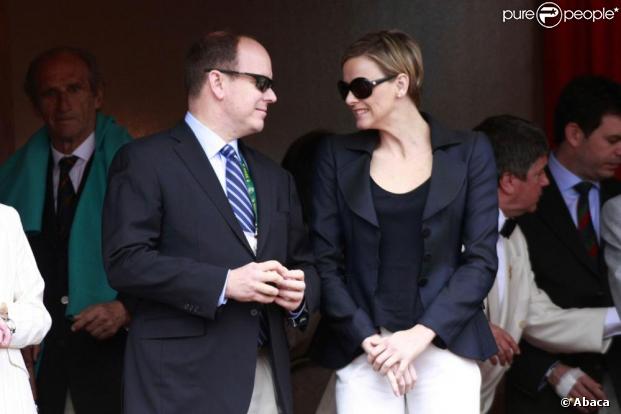 Le prince Albert et Charlene Wittstock assistent au tournoi de Tennis de Monte-Carlo.19/04/09