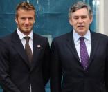 David Beckham aux côtés de Gordon Brown