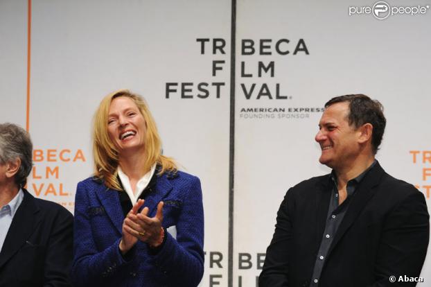 Uma Thurman durant la conférence de presse le 21 avril 2009 à New York précédant l'ouverture du Tribeca Film festival