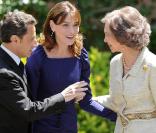 Carla Bruni, Nicolas Sarkozy et la reine Sofia à Madrid. 27/04/09