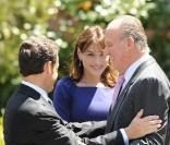 Carla Bruni, Nicolas Sarkozy et le roi Juan Carlos à Madrid. 27/04/09