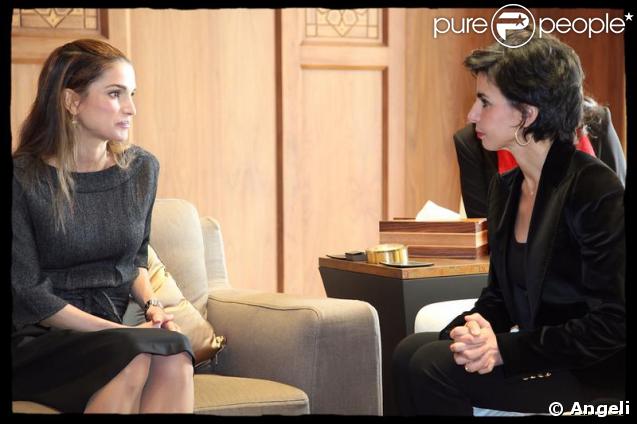 Rachida Dati et la reine Rania lors de son déplacement en Jordanie.