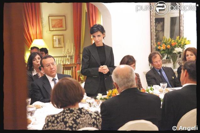 Rachida Dati prononce un toast lors du dîner donné à l'ambassade de France, en Jordanie.