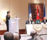 Rachida Dati donne une conférence, lors de son déplacement en Jordanie.