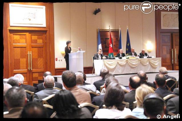 Rachida Dati donne une conférence, lors de son déplacement en Jordanie.