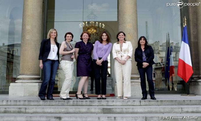 Carla Bruni, ici avec cinq lectrices de Femme Actuelle