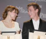 Les Lauréats Léa Seydoux et David Kross lors de la soirée de remise du Trophée Chopard à Cannes le 18 mai 2009