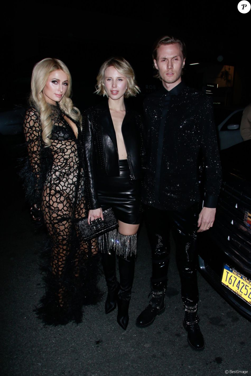 Paris Hilton, Barron Hilton et sa femme Tessa - ArrivÃ©e des people au dÃ©filÃ© de mode Philipp Plein lors de la fashion week Ã  New York, le 11 fÃ©vrier 2019.