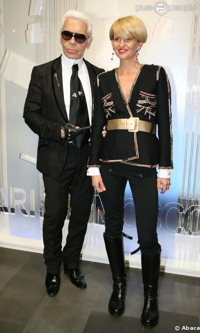 Karl Lagerfeld et Polina Kitsenko, propriétaire de la boutique Chanel de Moscou