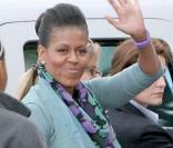 Michelle Obama hier avec sa mère et ses filles lors d'une visite de la Tour Effeil