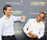 Lewis Hamilton et Pedro de la Rosa (gauche) lors de la campagne des 