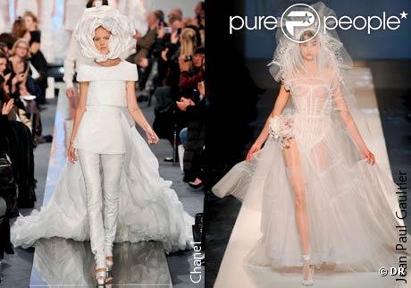 Robe de mariée originale aperçue lors des défilés Chanel et Jean-Paul Gaultier