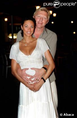 Boris Becker et sa femme enceinte Lilly Kerssenberg, à l'occasion du Trophée de golf Boris Becker, à Majorque, le 1er août 2009