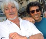 Tony Frank et Hugues Aufray à la soirée-exposition en l'honneur de Serge Gainsbourg le 10/10/09 à Paris