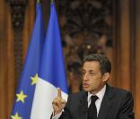 Nicolas Sarkozy lors de la remise du rapport Stiglitz, le 14/09/09, à la Sorbonne.