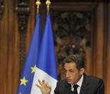 Nicolas Sarkozy lors de la remise du rapport Stiglitz, le 14/09/09, à la Sorbonne.