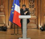 Nicolas Sarkozy lors de la remise du rapport Stiglitz, le 14/09/09, à la Sorbonne.