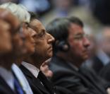 Nicolas Sarkozy et Christine Lagarde lors de la remise du rapport Stiglitz, le 14/09/09, à la Sorbonne.