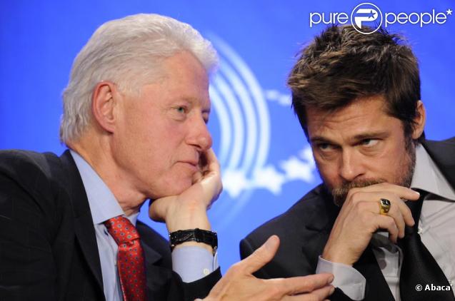 Brad Pitt et Bill Clinton à New York lors du Clinton Global Initiative le 24/09/09 