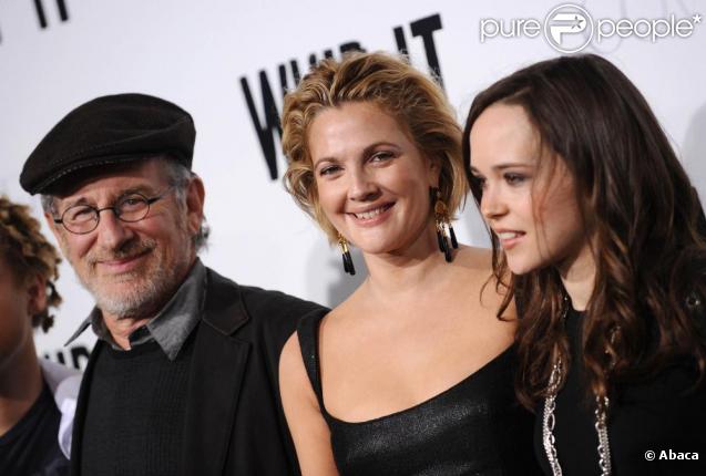 Steven Spielberg, Drew Barrymore et Ellen Page à la première du film Whip it !, à Los Angeles. 29/09/09