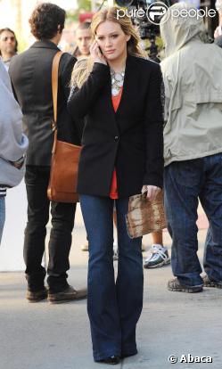 Hilary Duff sur le tournage de Gossip Girl à New York le 29/09/09