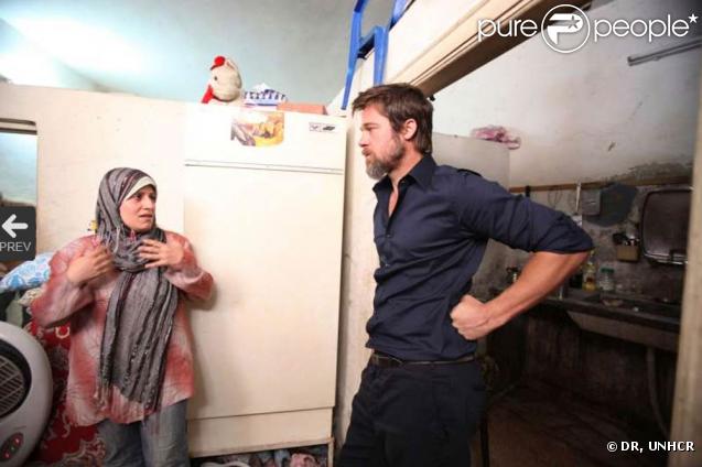 Brad Pitt était lui aussi présent pour rencontrer ces famille de réfugiés.